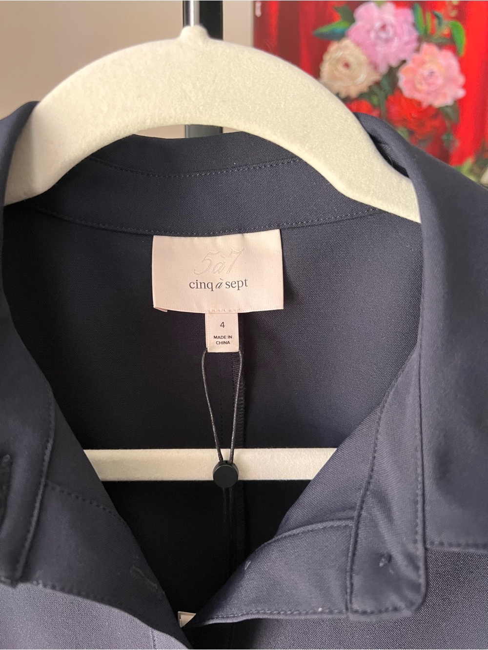 cinq a sept lucilla navy Button-Front Pleated Hem Dress - Picture 6 of 13